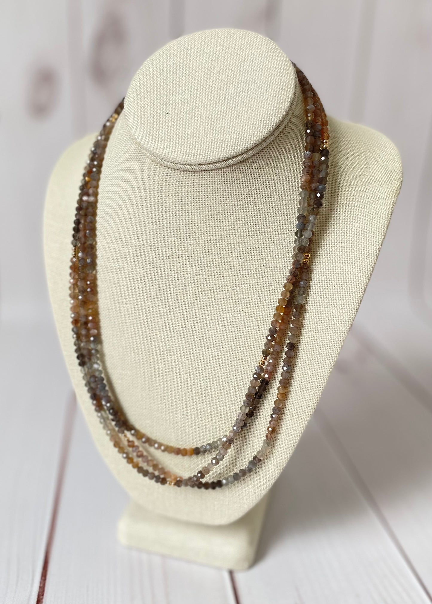 Mixed Moonstone Long Necklace