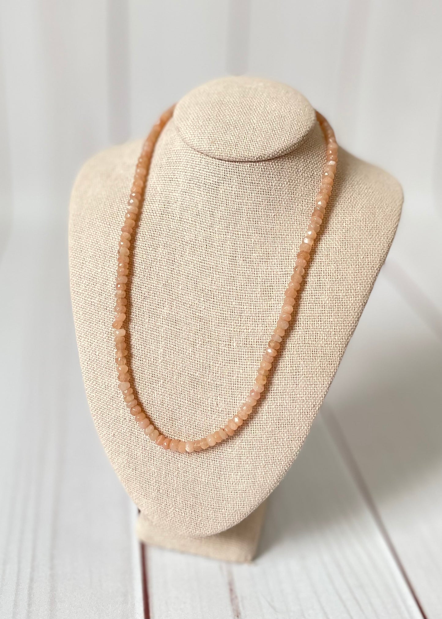 Simple Peach Moonstone Necklace 14"