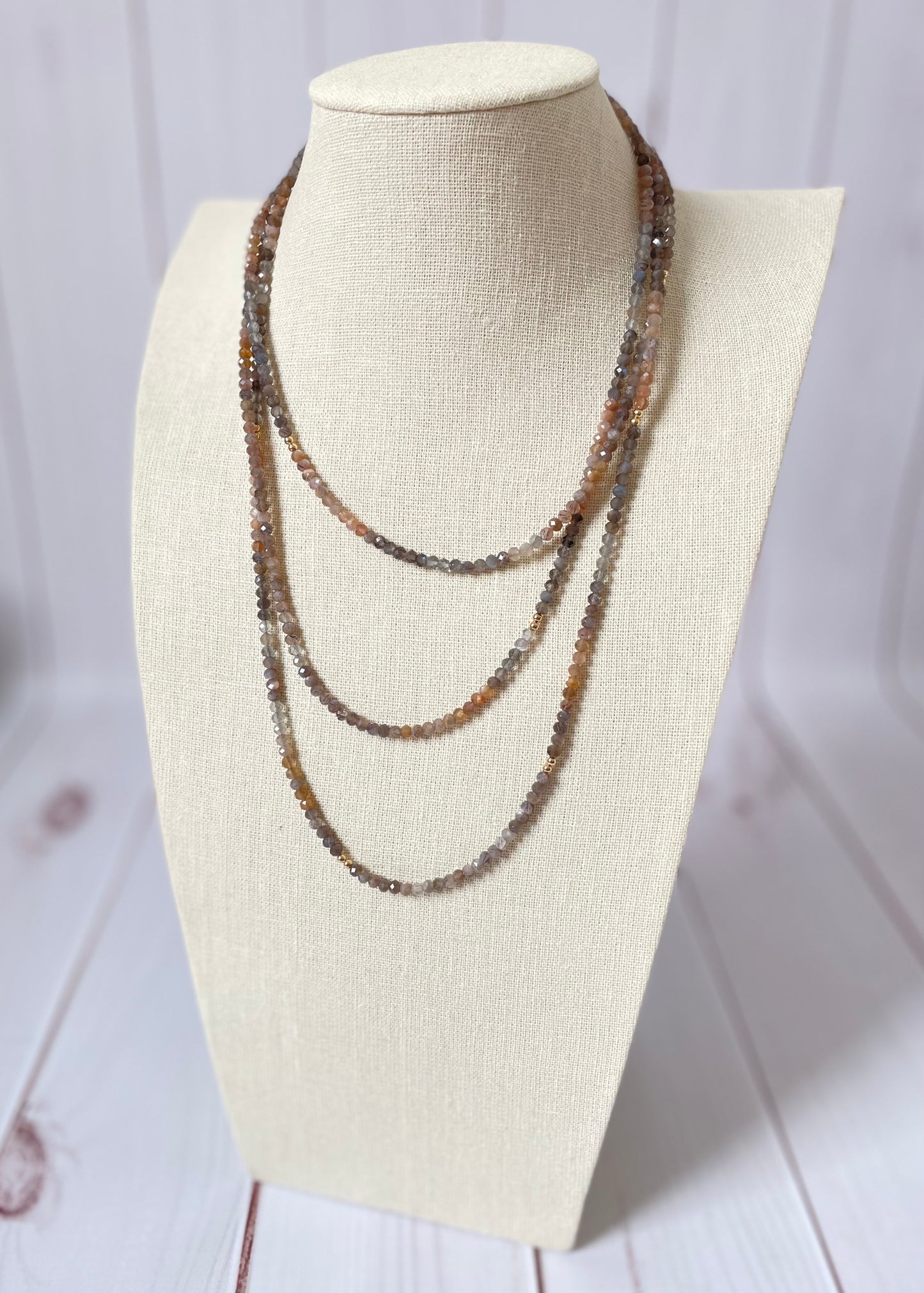 Mixed Moonstone Long Necklace