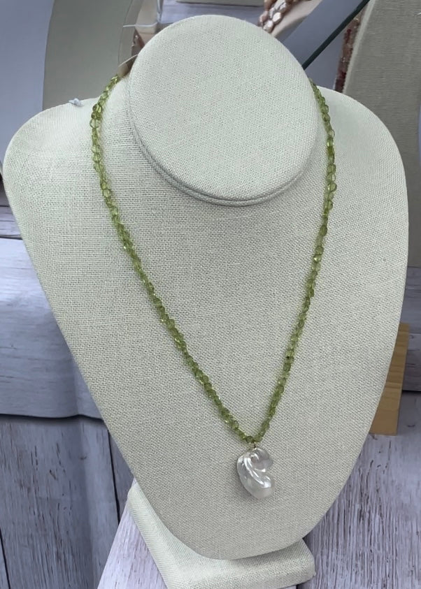 Peridot and Pearl Necklace
