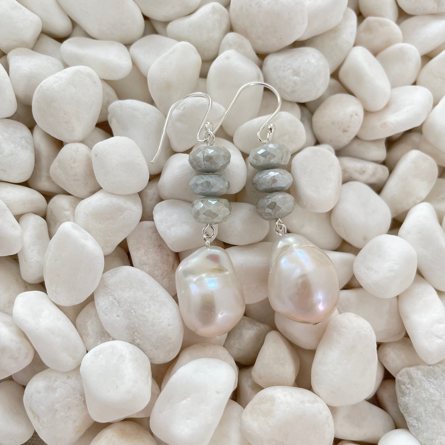 Aquamarine and Pearl Earrings