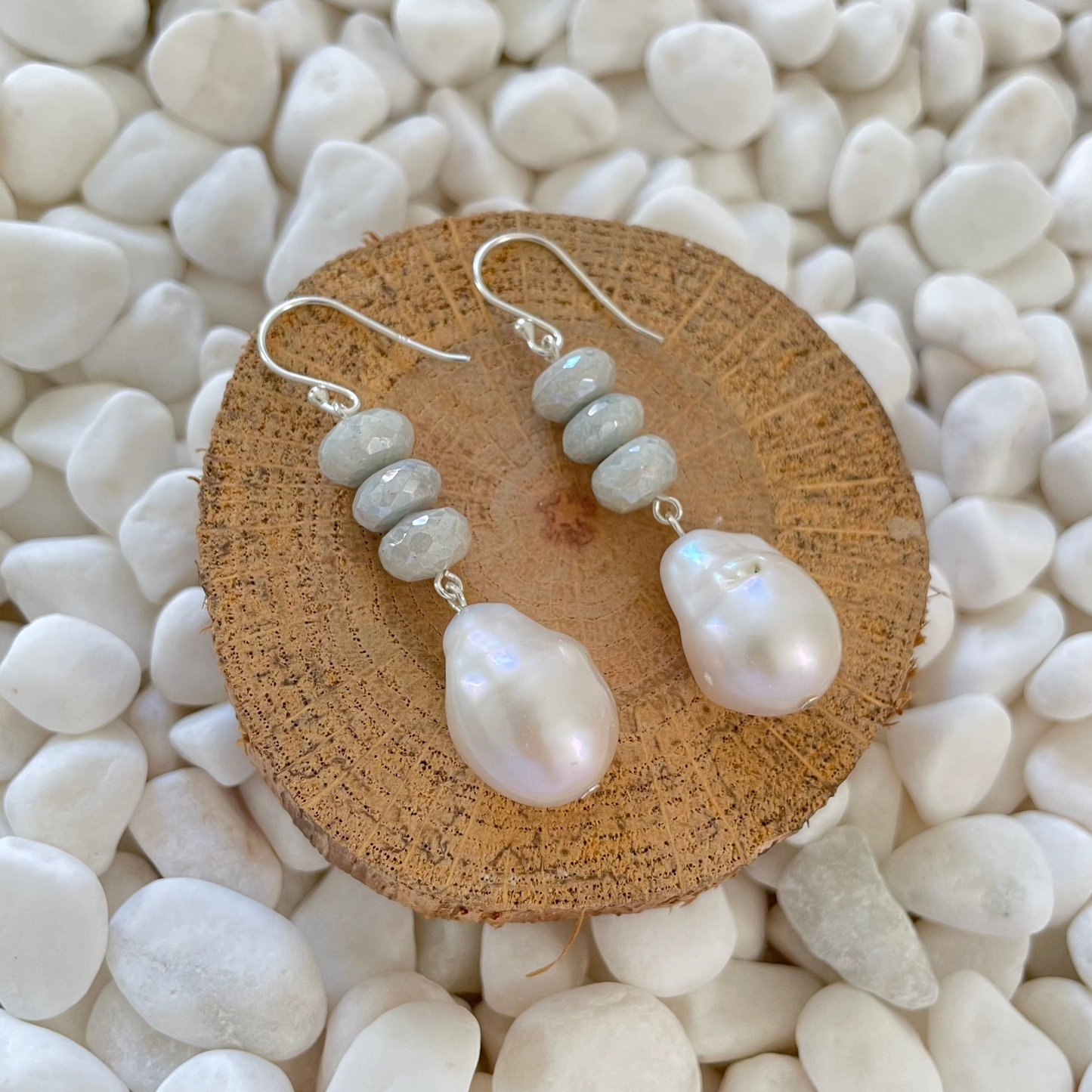 Aquamarine and Pearl Earrings