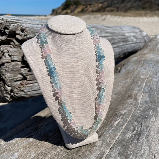Aquamarine and Beryl Droplet Necklace