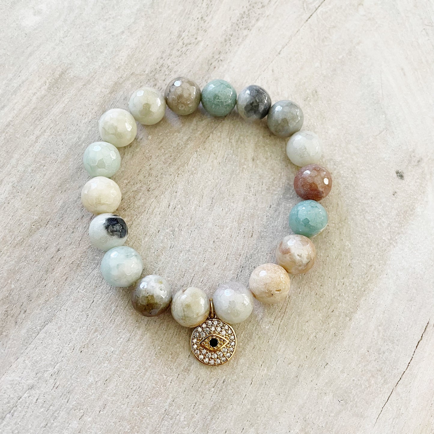 Mystic Amazonite and Evil Eye Bracelet