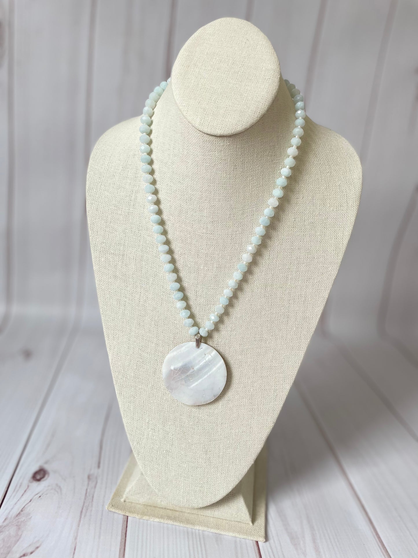 Aquamarine and Mother of Pearl Necklace