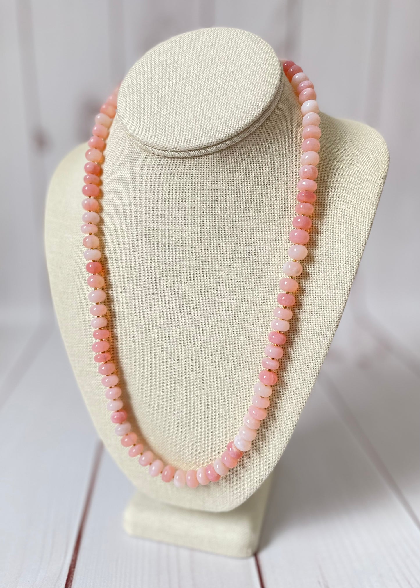 Pink Opal Rondelle Necklace