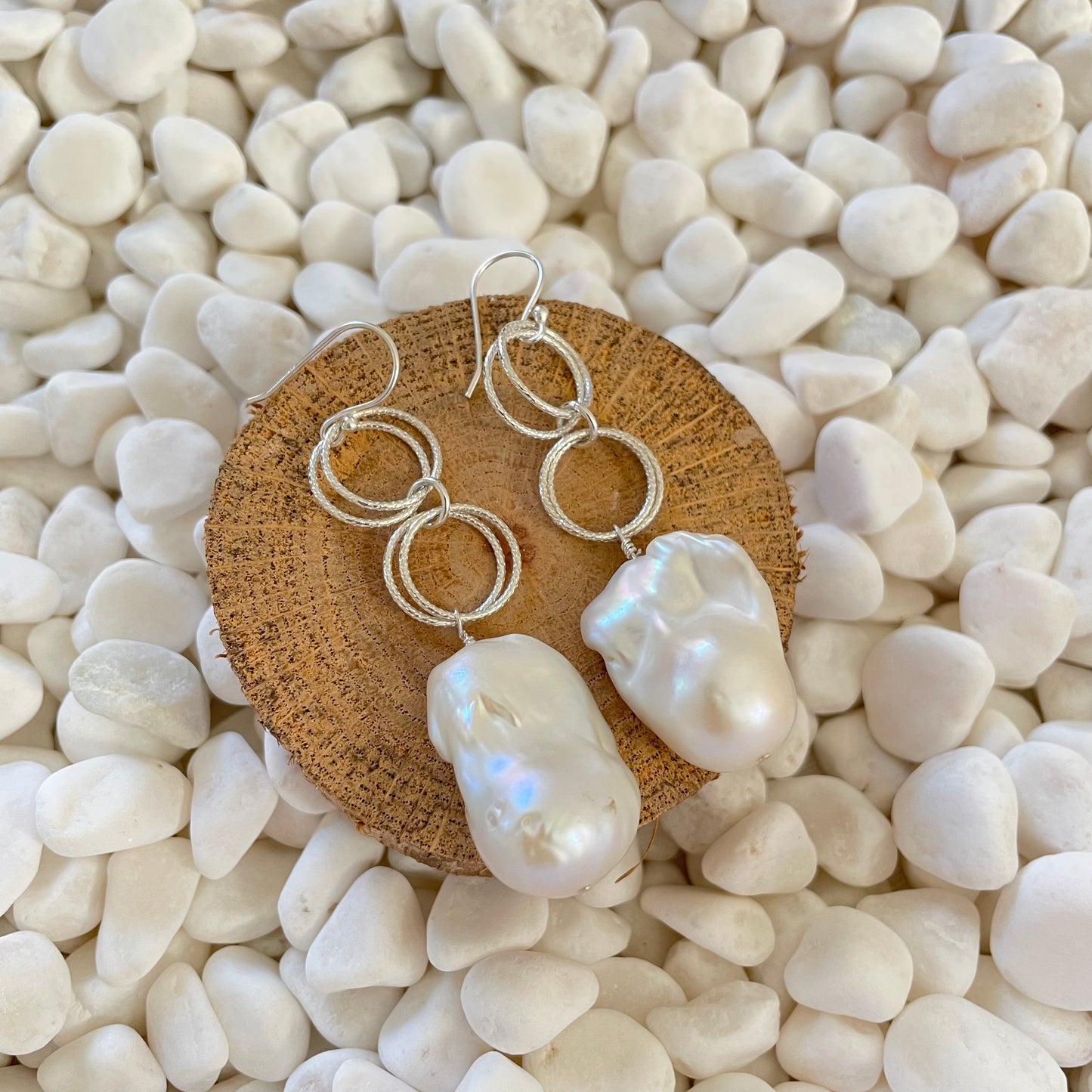 Large Pearl and Hoop Earrings