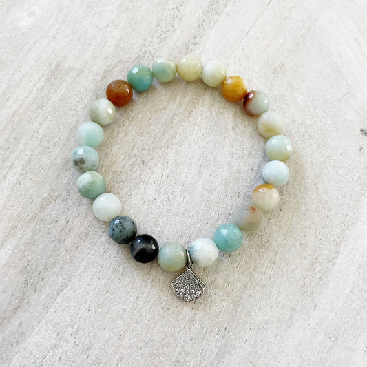 Amazonite and Shell Bracelet