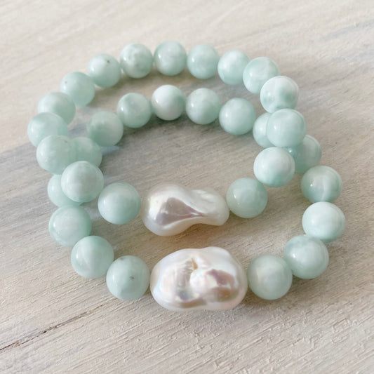 Angelite and Pearl Bracelet