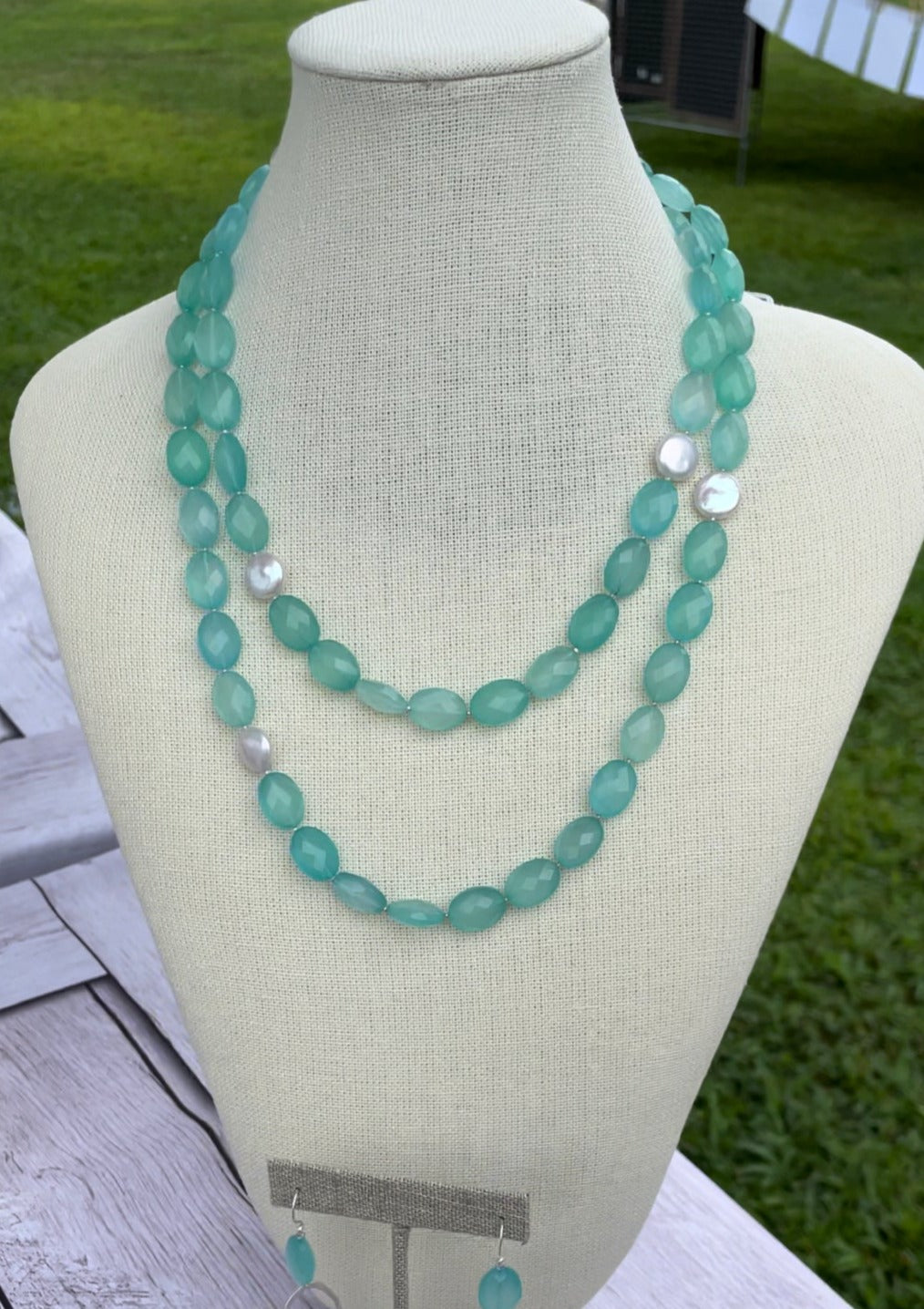 Chalcedony And Coin Pearl Necklace