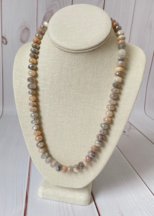 Mixed Moonstone Rondelle Necklace