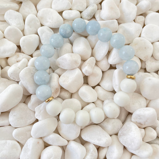 Aquamarine And Jade Gemstone Bracelet