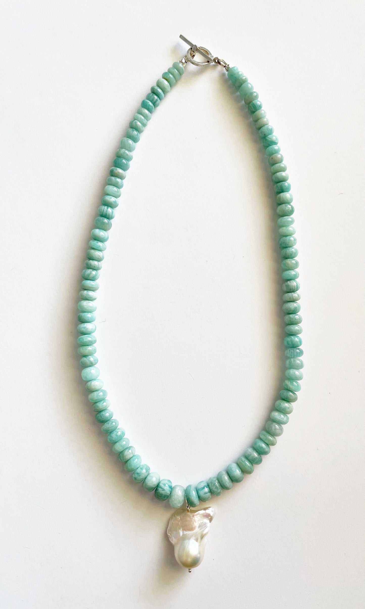 Amazonite and Baroque Pearl Necklace