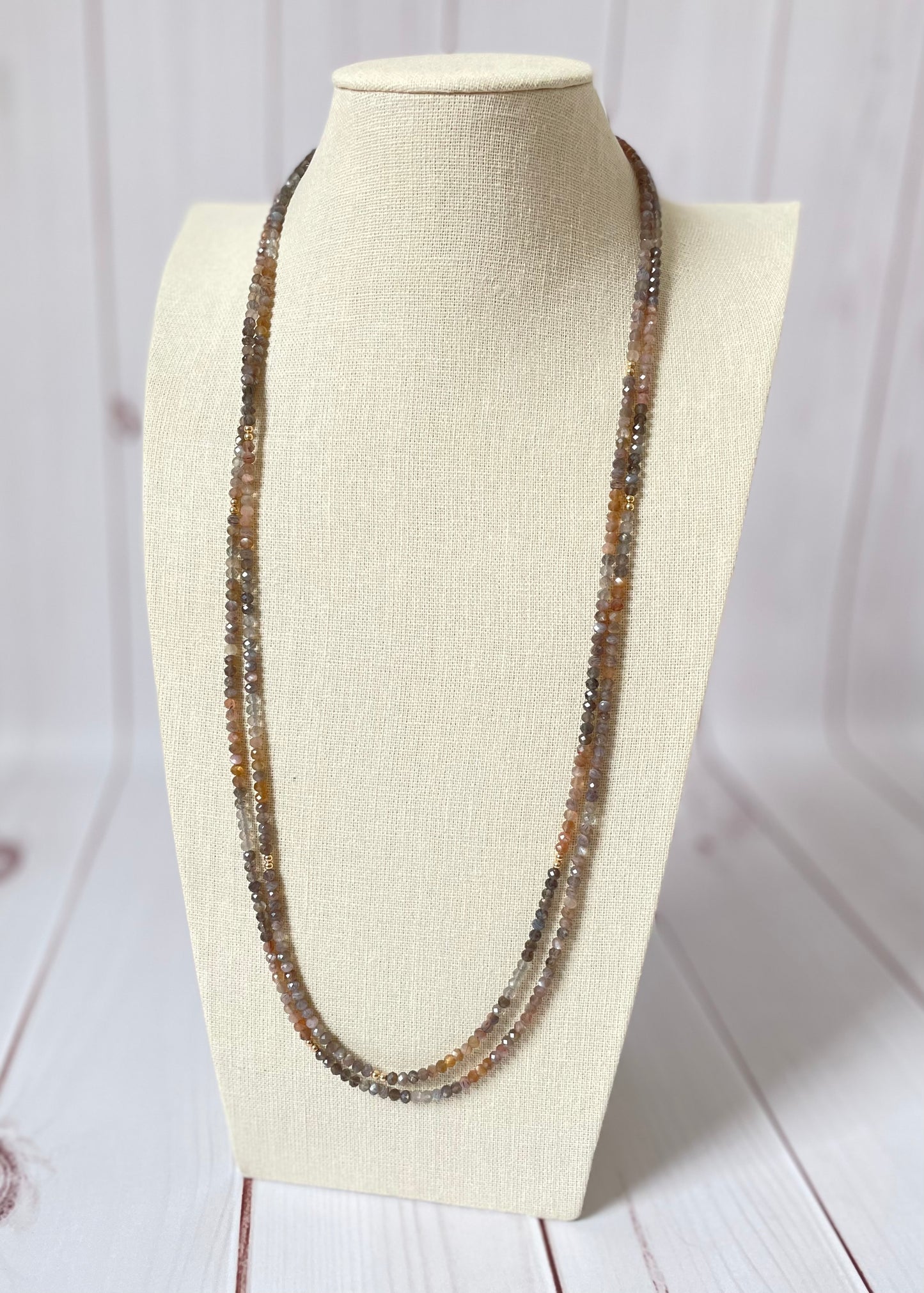 Mixed Moonstone Long Necklace
