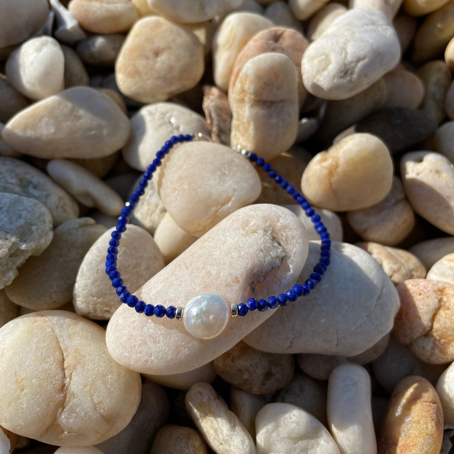 Lapis and Coin Pearl Bracelet