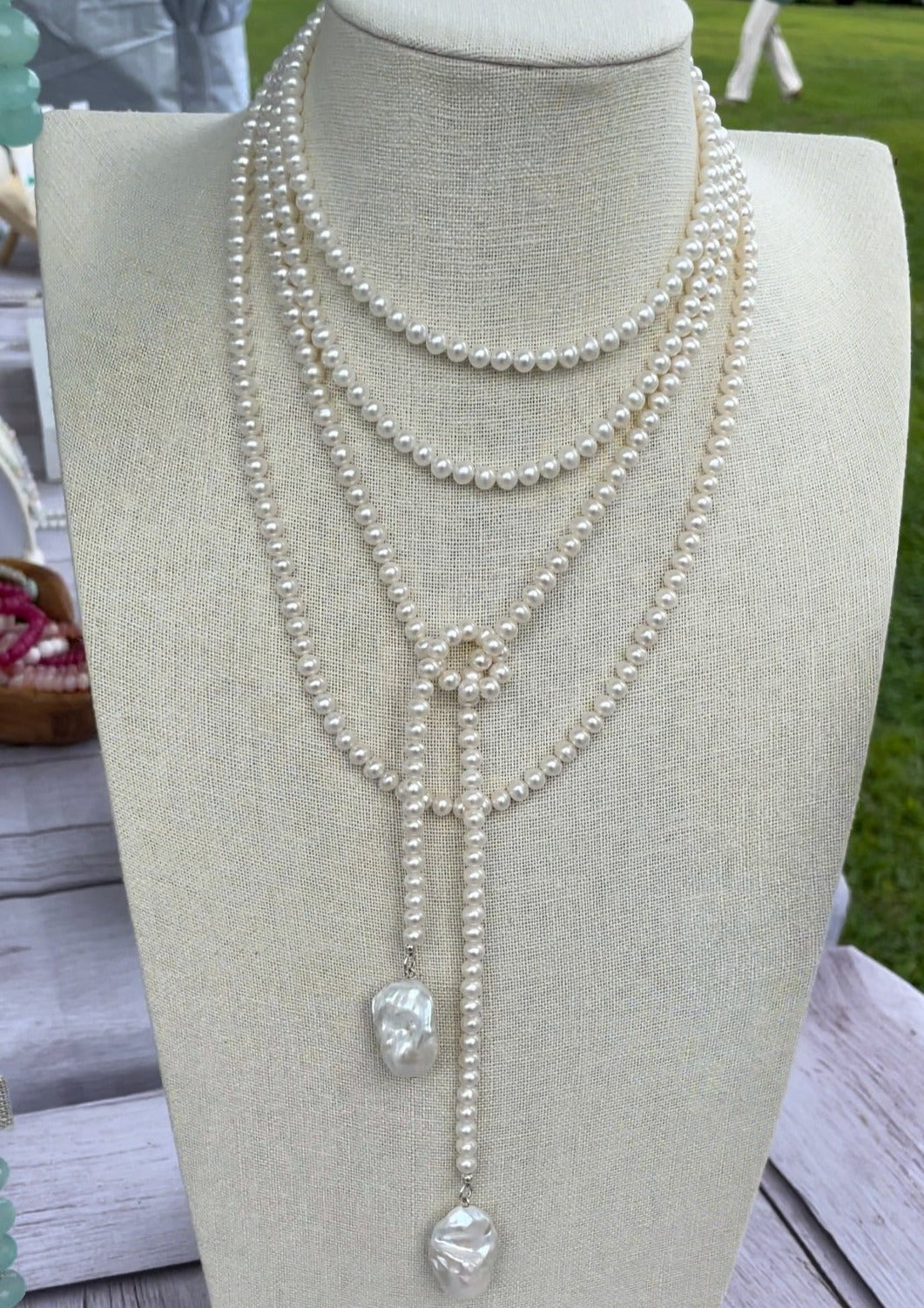Long Pearl Infinity Necklace