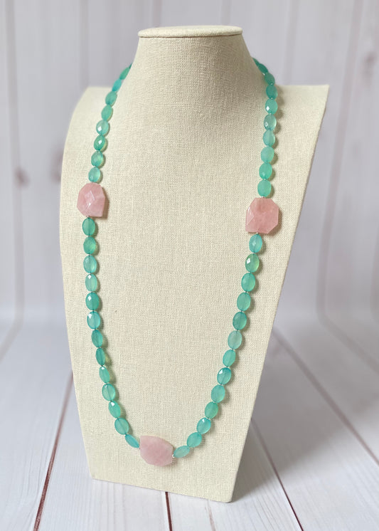Chalcedony and Rose Quartz Necklace