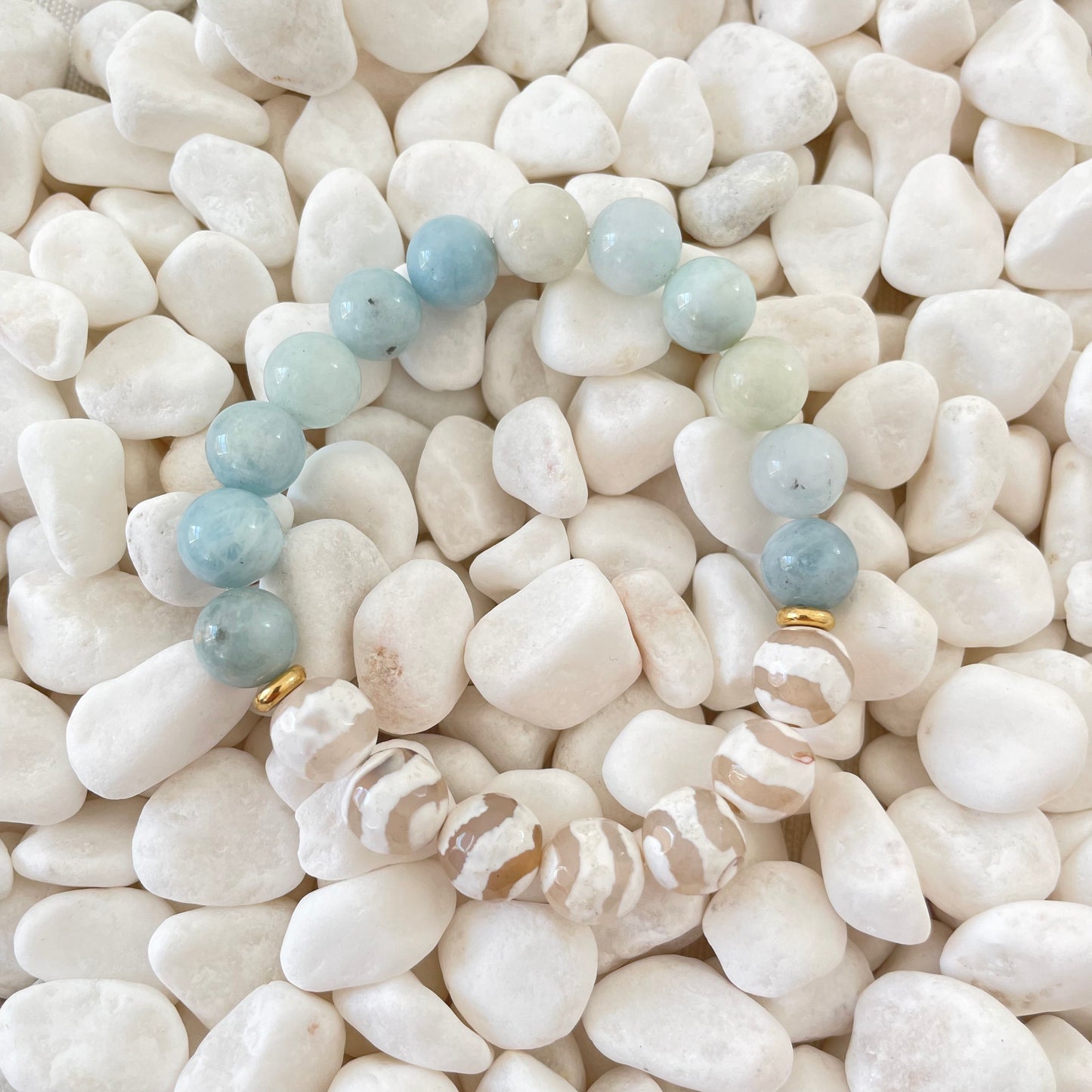 Aquamarine And Agate Gemstone Bracelet