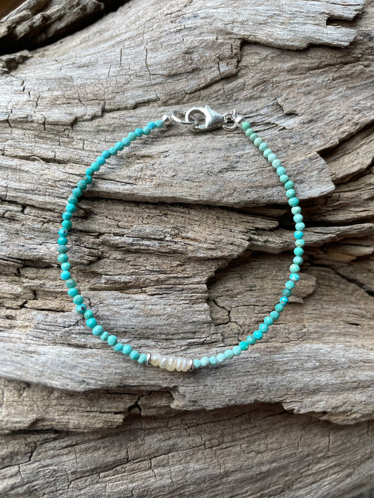 Delicate Turquoise and Pearl Bracelet