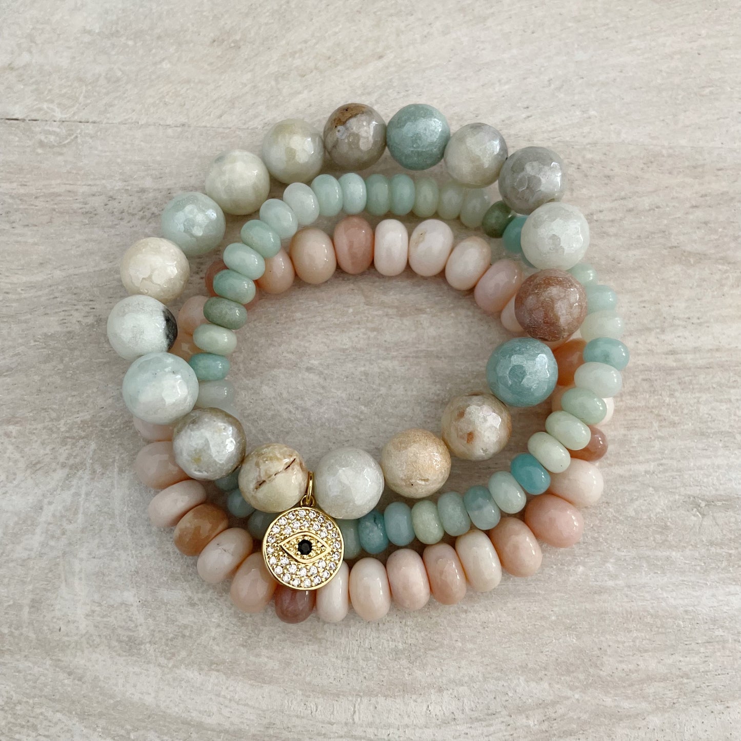 Mystic Amazonite and Evil Eye Bracelet