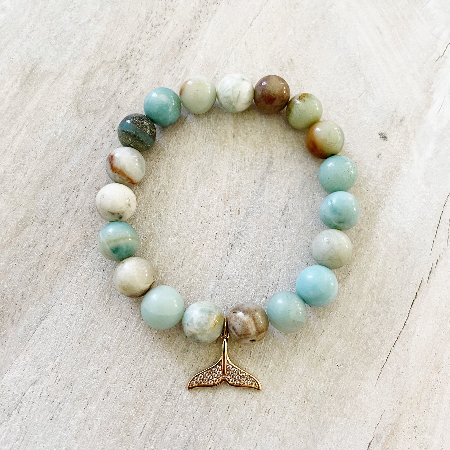 Smooth Amazonite and Whale Tail Bracelet