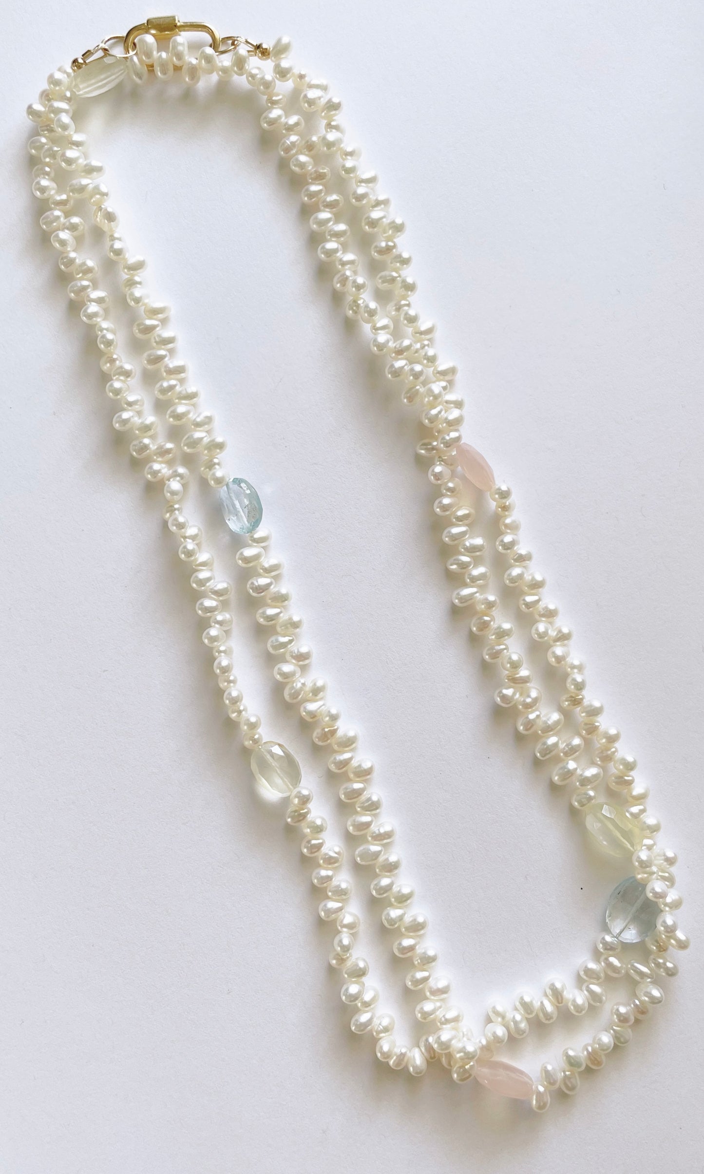 Multi Oval Gemstone and Pearl Necklace