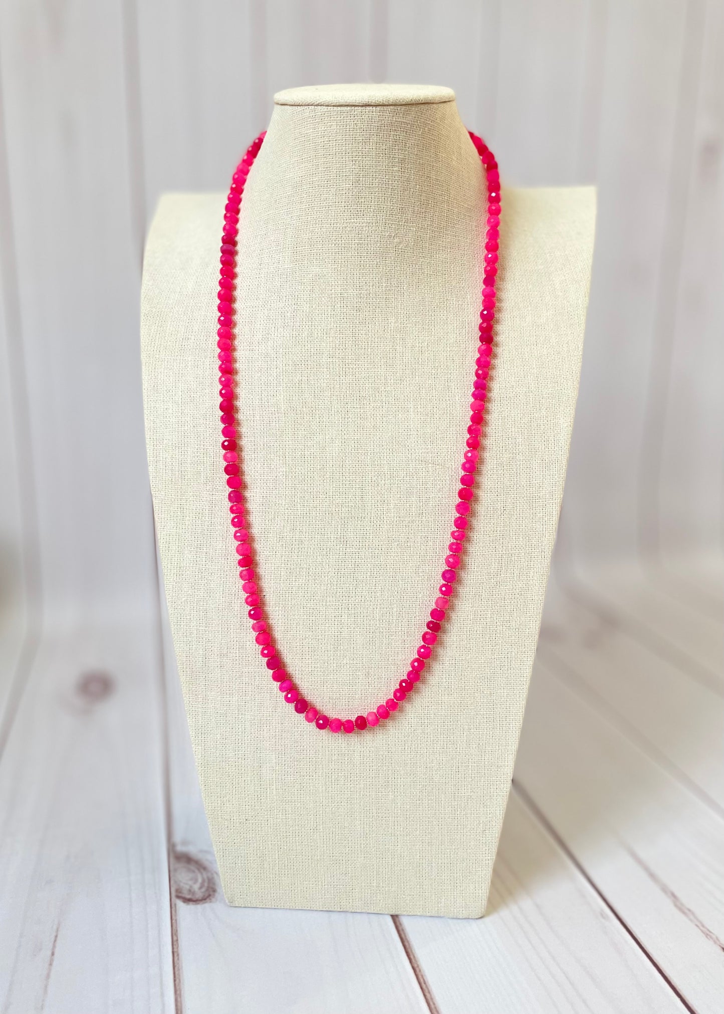 Hot Pink Chalcedony Necklace