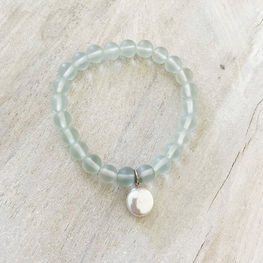 Frosted Quartz and Pearl Bracelet