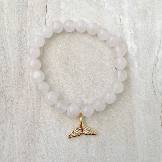 Rose Quartz Whale Tail Bracelet