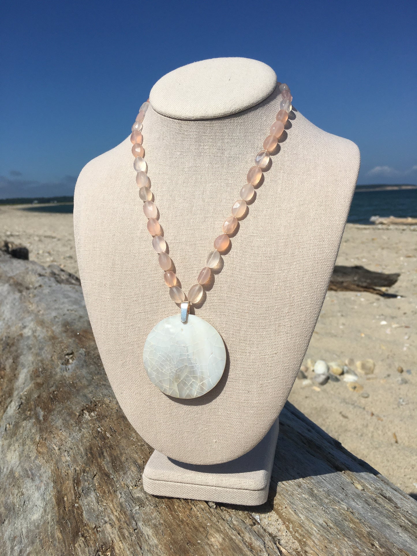 Pink Chalcedony and Mother Of Pearl Necklace