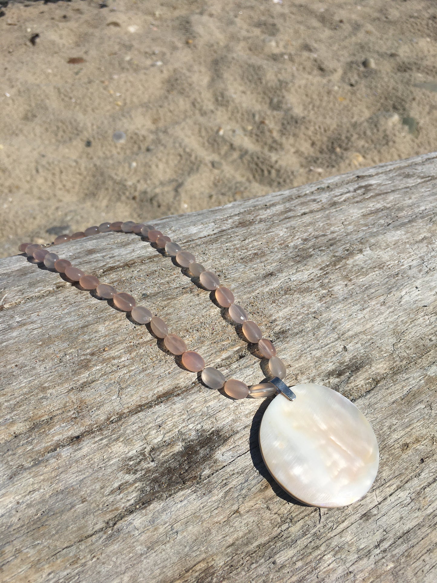 Pink Chalcedony and Mother Of Pearl Necklace
