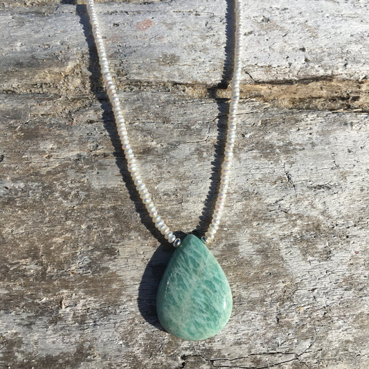Amazonite and Pearl Necklace