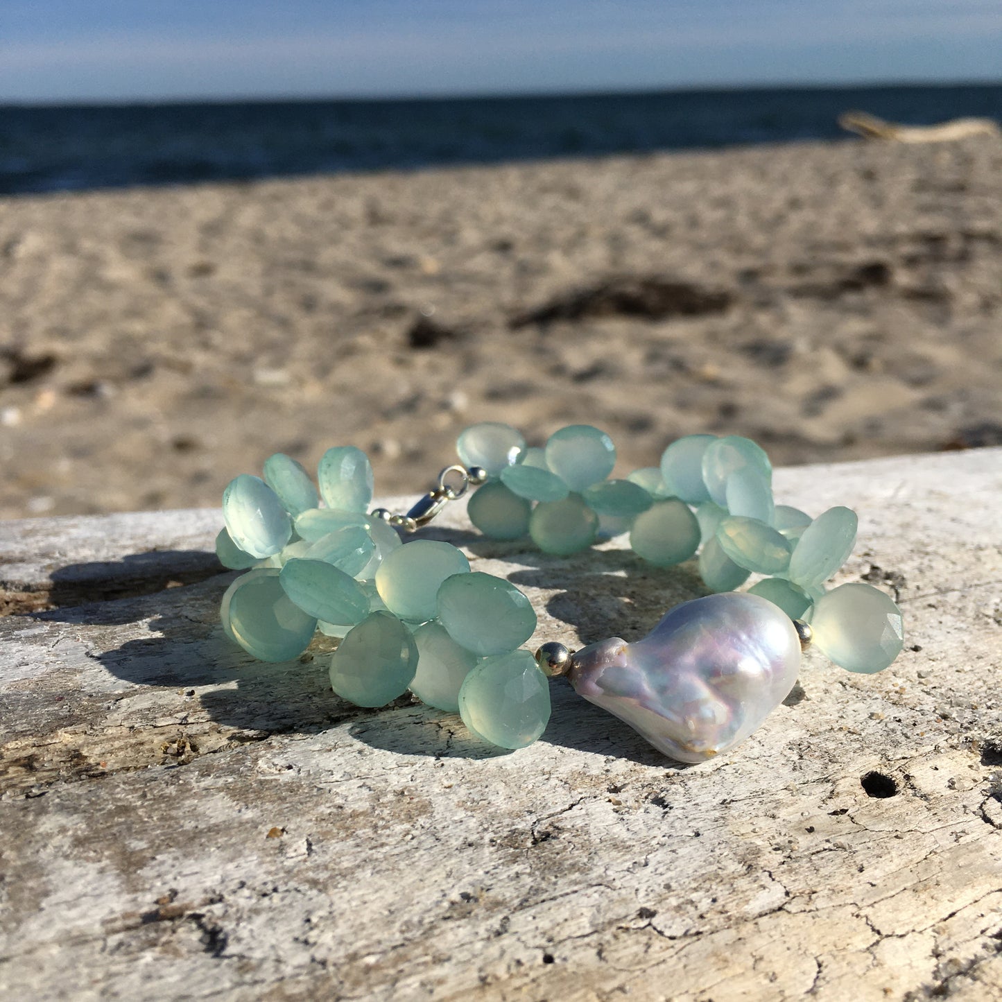 Chalcedony and Pearl Bracelet