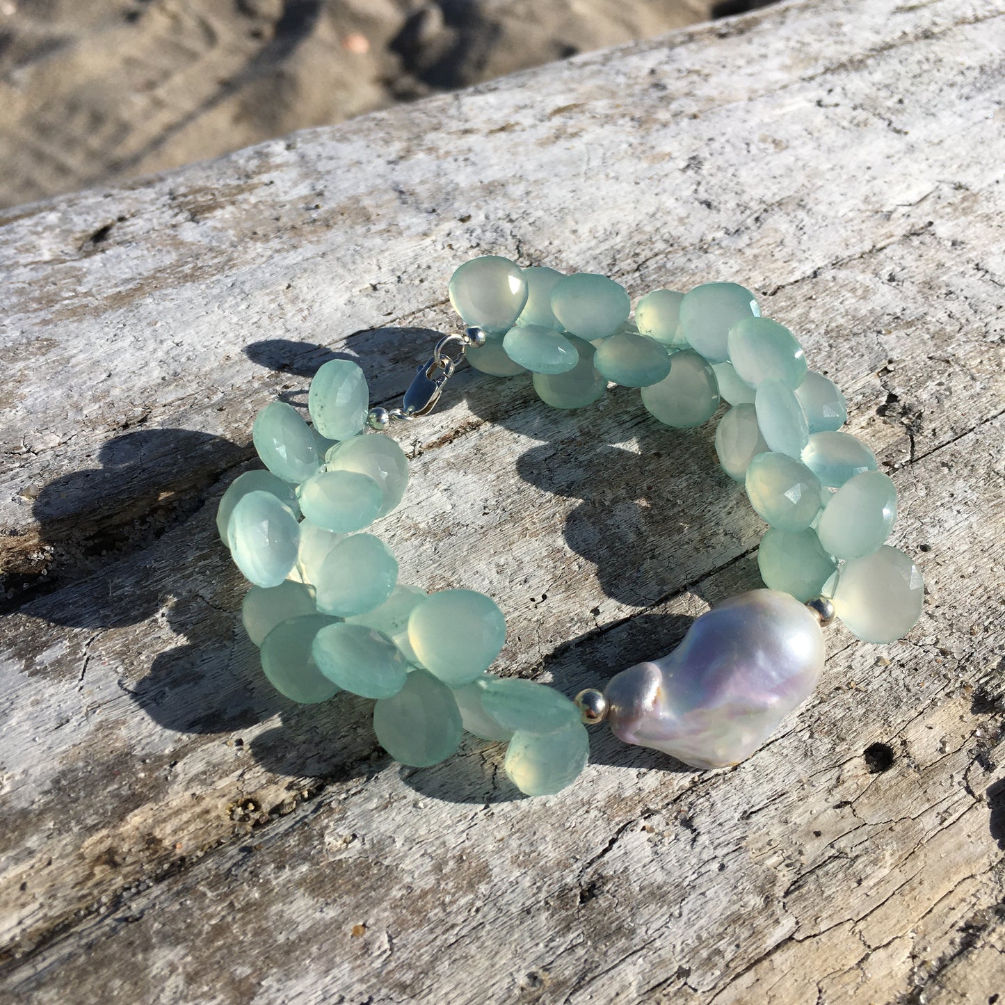 Chalcedony and Pearl Bracelet